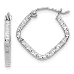 Ladda upp bild till gallerivisning, 10K White Gold Square Diamond Cut Small Hoop Earrings