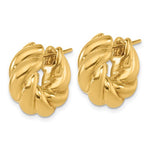 Load image into Gallery viewer, 18K Yellow Gold 19mm x 7mm Twisted Round Classic Hoop Earrings
