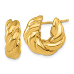 Load image into Gallery viewer, 18K Yellow Gold 19mm x 7mm Twisted Round Classic Hoop Earrings