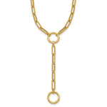 Carica l'immagine nel visualizzatore di Gallery, 14K Yellow Gold Paperclip Link Lariat Y Charm Holder Necklace with Round Circle Hinged Push Clasp Connector 16 inches