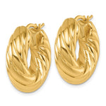 画像をギャラリービューアに読み込む, 18K Yellow Gold 25mm x 8mm Twisted Round Classic Hoop Earrings