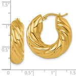 画像をギャラリービューアに読み込む, 18K Yellow Gold 25mm x 8mm Twisted Round Classic Hoop Earrings