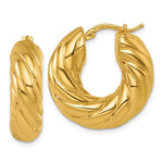 画像をギャラリービューアに読み込む, 18K Yellow Gold 25mm x 8mm Twisted Round Classic Hoop Earrings