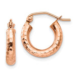 Kép betöltése a galériamegjelenítőbe: 14k Rose Gold Round Hoop Earrings on a White Background