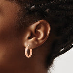 Load image into Gallery viewer, 14k Rose Gold 19mm x 3.75mm Diamond Cut Inside Outside Round Hoop Earrings
