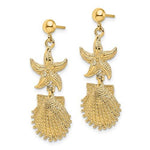 Indlæs billede til gallerivisning 14k Yellow Gold Seashell Starfish Clam Scallop Shell Dangle Earrings