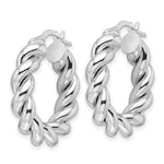 이미지를 갤러리 뷰어에 로드 , 14k White Gold Classic Round Twisted Hoop Earrings 25mm x 5.3mm