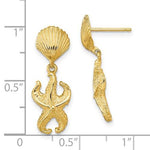 Ladda upp bild till gallerivisning, 14k Yellow Gold Seashell Starfish Clam Scallop Shell Dangle Earrings