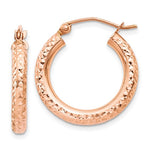 將圖片載入圖庫檢視器 14k rose gold 20mm x 3mm diamond cut round hoop earrings