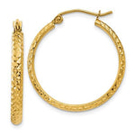 Load image into Gallery viewer, 14k Yellow Gold 25mm x 2.5mm Diamond Cut Round Hoop Earrings