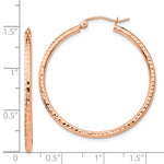 Afbeelding in Gallery-weergave laden, 14K Rose Gold Diamond Cut Classic Round Hoop Earrings 35mm x 2mm