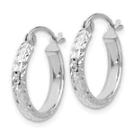 Load image into Gallery viewer, 14k White Gold 15mm x 2.5mm Diamond Cut Round Hoop Earrings