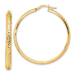 Load image into Gallery viewer, 14K Yellow Gold 38mm x 4mm Diamond Cut Round Hoop Earrings