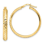 Load image into Gallery viewer, 14K Yellow Gold Diamond Cut Round Hoop Earrings 28mm x 4mm