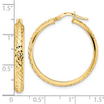 Load image into Gallery viewer, 14K Yellow Gold Diamond Cut Round Hoop Earrings 28mm x 4mm