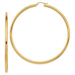 이미지를 갤러리 뷰어에 로드 , 14K Yellow Gold 80mm x 3mm Extra Large Giant Gigantic Big Lightweight Round Classic Hoop Earrings