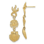 Load image into Gallery viewer, 14k Yellow Gold Sand Dollar Starfish Clam Scallop Shell Dangle Earrings