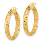Load image into Gallery viewer, 14k Yellow Gold 25mm x 3.75mm Diamond Cut Inside Outside Round Hoop Earrings