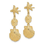 Load image into Gallery viewer, 14k Yellow Gold Sand Dollar Starfish Clam Scallop Shell Dangle Earrings
