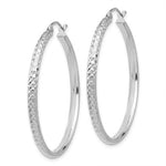 Load image into Gallery viewer, 14k White Gold 38mm x 2.5mm Diamond Cut Round Hoop Earrings