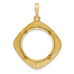 Загрузить изображение в средство просмотра галереи, 14k Yellow Gold Prong Coin Bezel Holder for 20mm Coins or 1/4 oz Kangaroo Diamond Shaped Beaded Pendant Charm