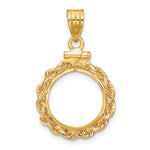 Charger l'image dans la galerie, 14K Yellow Gold Diamond Cut Rope Edge 1/20 oz Maple Leaf Panda Kangaroo 1/25 oz Cat Coin Bezel Holder Pendant Charm Screw Top Fits 14 mm Coins