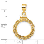 Charger l'image dans la galerie, 14K Yellow Gold Diamond Cut Rope Edge 1/20 oz Maple Leaf Panda Kangaroo 1/25 oz Cat Coin Bezel Holder Pendant Charm Screw Top Fits 14 mm Coins