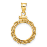 Charger l'image dans la galerie, 14K Yellow Gold Diamond Cut Rope Edge 1/20 oz Maple Leaf Panda Kangaroo 1/25 oz Cat Coin Bezel Holder Pendant Charm Screw Top Fits 14 mm Coins