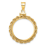 Load image into Gallery viewer, 14K Yellow Gold Diamond Cut Rope Edge US $5 Dollar Liberty Indian Statue of Liberty Bald Eagle Congressional Coin Bezel Holder Pendant Charm Screw Top Fits 21.6 mm Coins