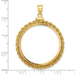 Load image into Gallery viewer, 14K Yellow Gold Diamond Cut Rope Edge Old US Series 1 oz Panda Australian Nugget Kangaroo Koala Coin Bezel Holder Pendant Charm Screw Top Fits 32 mm Coins