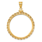 Load image into Gallery viewer, 14K Yellow Gold Diamond Cut Rope Edge 1 oz American Eagle Cat Krugerrand Coin Bezel Holder Pendant Charm Screw Top Fits 32.7 mm Coins