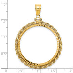 Load image into Gallery viewer, 14K Yellow Gold Diamond Cut Rope Edge 1 oz American Eagle Cat Krugerrand Coin Bezel Holder Pendant Charm Screw Top Fits 32.7 mm Coins