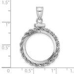Load image into Gallery viewer, 14K White Gold Diamond Cut Rope Edge US $2.50 Dollar Liberty Indian Barber Dime Mercury Dime Coin Bezel Holder Pendant Charm Screw Top Fits 17.8 mm Coins