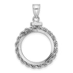Load image into Gallery viewer, 14K White Gold Diamond Cut Rope Edge US $2.50 Dollar Liberty Indian Barber Dime Mercury Dime Coin Bezel Holder Pendant Charm Screw Top Fits 17.8 mm Coins