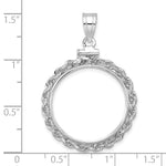 Load image into Gallery viewer, 14K White Gold Rope Edge US $5 Dollar Liberty Indian Statue of Liberty Bald Eagle Congressional Coin Bezel Holder Pendant Charm Screw Top Fits 21.6 mm Coins