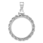 Load image into Gallery viewer, 14K White Gold Rope Edge US $5 Dollar Liberty Indian Statue of Liberty Bald Eagle Congressional Coin Bezel Holder Pendant Charm Screw Top Fits 21.6 mm Coins