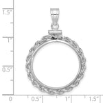 Load image into Gallery viewer, 14K White Gold Rope Edge 1/4 oz American Eagle Panda 2 Rand US $5 Jamestown Coin Bezel Holder Pendant Charm Screw Top Fits 22 mm Coins