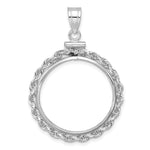 Load image into Gallery viewer, 14K White Gold Rope Edge 1/4 oz American Eagle Panda 2 Rand US $5 Jamestown Coin Bezel Holder Pendant Charm Screw Top Fits 22 mm Coins