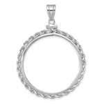 Afbeelding in Gallery-weergave laden, 14K White Gold Rope Edge 1 oz American Eagle Cat Krugerrand Coin Bezel Holder Pendant Charm Screw Top Fits 32.7 mm Coins