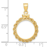 Load image into Gallery viewer, 14K Yellow Gold Rope Edge US $1 Dollar Type 2 Coin Bezel Holder Pendant Charm Screw Top Fits 15 mm Coins