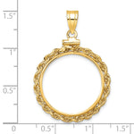 Load image into Gallery viewer, 14K Yellow Gold Rope Edge US $5 Dollar Liberty Indian Statue of Liberty Bald Eagle Congressional Coin Bezel Holder Pendant Charm Screw Top Fits 21.6 mm Coins