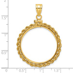 Load image into Gallery viewer, 14K Yellow Gold Rope Edge 1/2 oz American Eagle Panda US $10 Dollar Liberty Indian Coin Bezel Holder Pendant Charm Screw Top Fits 27 mm Coins