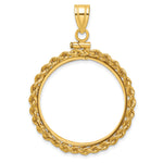 Indlæs billede til gallerivisning 14K Yellow Gold Rope Edge 1/2 oz Maple Leaf Australian Nugget Kangaroo Koala Coin Bezel Holder Pendant Charm Screw Top Fits 25 mm Coins