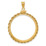 將圖片載入圖庫檢視器 14K Yellow Gold Rope Edge 1 oz Maple Leaf 1/2 oz Cat Coin Bezel Holder Pendant Charm Screw Top Fits 30 mm Coins