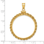 將圖片載入圖庫檢視器 14K Yellow Gold Rope Edge 1 oz Maple Leaf 1/2 oz Cat Coin Bezel Holder Pendant Charm Screw Top Fits 30 mm Coins
