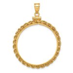 將圖片載入圖庫檢視器 14K Yellow Gold Rope Edge 1 oz Maple Leaf 1/2 oz Cat Coin Bezel Holder Pendant Charm Screw Top Fits 30 mm Coins