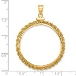 Load image into Gallery viewer, 14K Yellow Gold Rope Edge Old US Series 1 oz Panda Australian Nugget Kangaroo Koala Coin Bezel Holder Pendant Charm Screw Top Fits 32 mm Coins