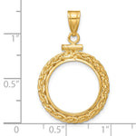 Afbeelding in Gallery-weergave laden, 14K Yellow Gold Wheat Chain 1/10 oz Maple Leaf Philharmonic Australian Nugget Kangaroo Coin Bezel Holder Pendant Charm Screw Top Fits 16 mm Coins