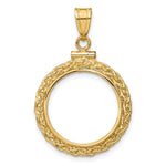 Load image into Gallery viewer, 14K Yellow Gold Wheat Chain US $2.50 Dollar Liberty Indian Barber Dime Mercury Dime Coin Bezel Holder Pendant Charm Screw Top Fits 17.8 mm Coins