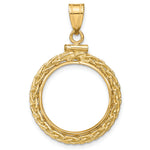 Load image into Gallery viewer, 14K Yellow Gold Wheat Chain US $2.50 Dollar Liberty Indian Barber Dime Mercury Dime Coin Bezel Holder Pendant Charm Screw Top Fits 17.8 mm Coins